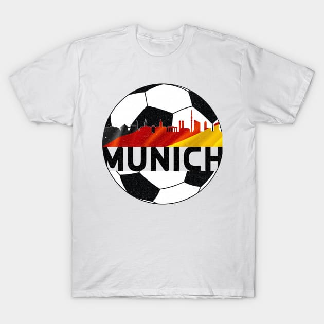 Munich Germany Euro 2024 football—Black text T-Shirt by Rocky Ro Designs